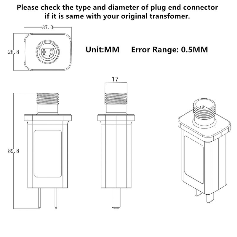 Dirduaid 24V LED Transformer Controller, Class 2 Power Supply, IP44 Waterproof, Low Voltage Transformer, US Plug for 6W Christmas String Light (2 Packs) - Image 5